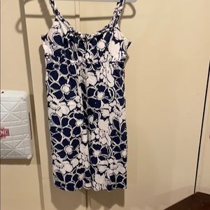 J.Crew- floral blue/white empire waist swing dress